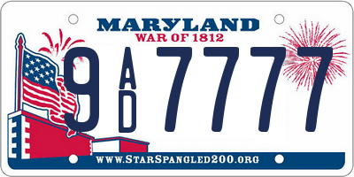 MD license plate 9AD7777