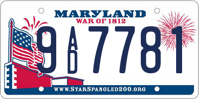 MD license plate 9AD7781