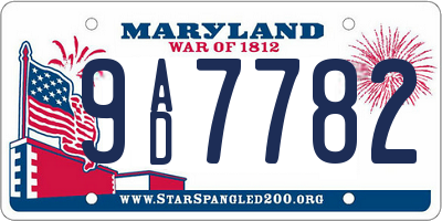 MD license plate 9AD7782