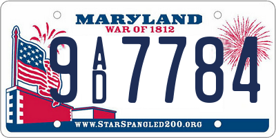 MD license plate 9AD7784