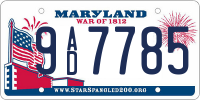MD license plate 9AD7785