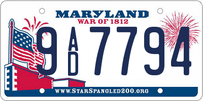 MD license plate 9AD7794