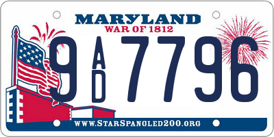 MD license plate 9AD7796