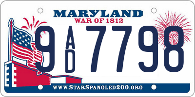 MD license plate 9AD7798