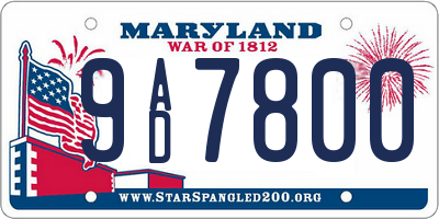 MD license plate 9AD7800