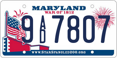 MD license plate 9AD7807