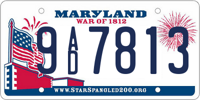 MD license plate 9AD7813