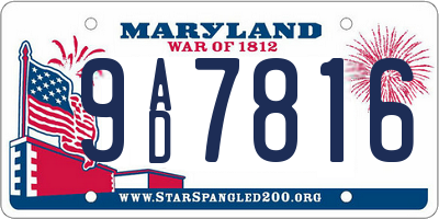 MD license plate 9AD7816