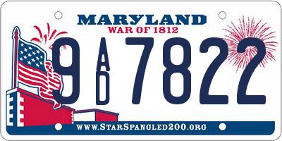 MD license plate 9AD7822