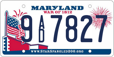 MD license plate 9AD7827