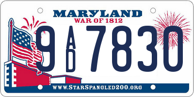 MD license plate 9AD7830