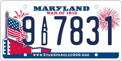 MD license plate 9AD7831