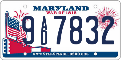 MD license plate 9AD7832