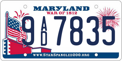 MD license plate 9AD7835