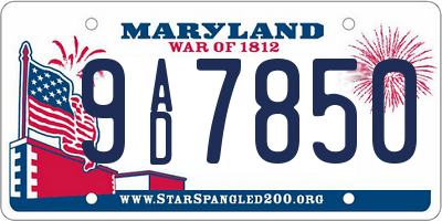 MD license plate 9AD7850