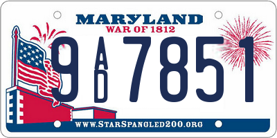 MD license plate 9AD7851