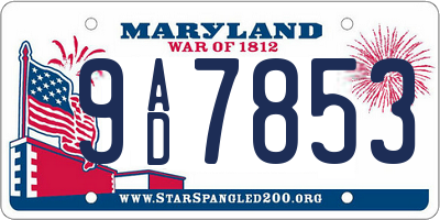 MD license plate 9AD7853