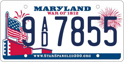 MD license plate 9AD7855