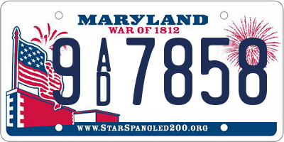 MD license plate 9AD7858