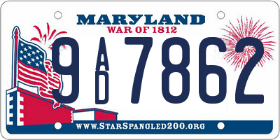 MD license plate 9AD7862