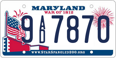 MD license plate 9AD7870