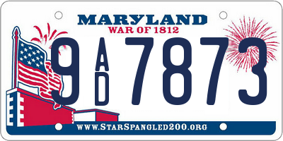 MD license plate 9AD7873