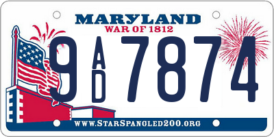 MD license plate 9AD7874