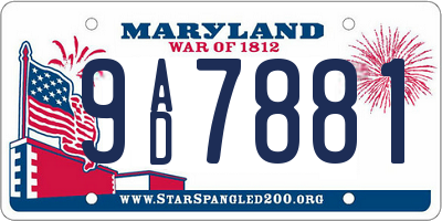 MD license plate 9AD7881