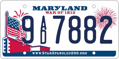 MD license plate 9AD7882