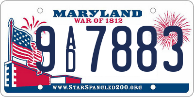 MD license plate 9AD7883