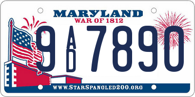 MD license plate 9AD7890
