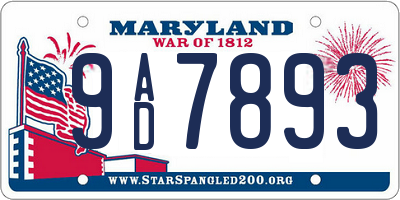 MD license plate 9AD7893