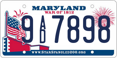 MD license plate 9AD7898