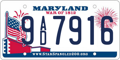 MD license plate 9AD7916