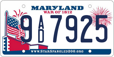 MD license plate 9AD7925