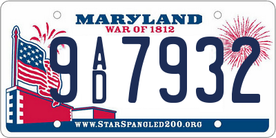 MD license plate 9AD7932