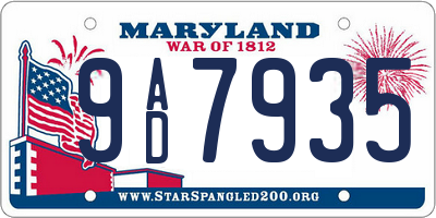 MD license plate 9AD7935