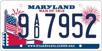 MD license plate 9AD7952