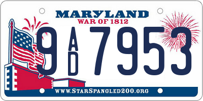 MD license plate 9AD7953