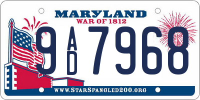 MD license plate 9AD7968