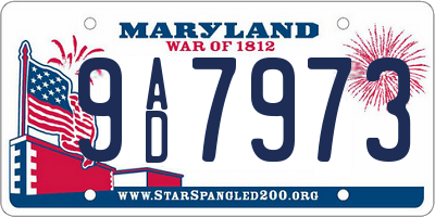 MD license plate 9AD7973