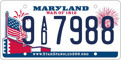 MD license plate 9AD7988