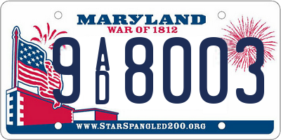 MD license plate 9AD8003