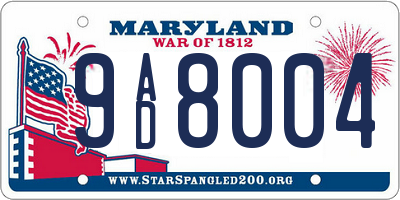 MD license plate 9AD8004