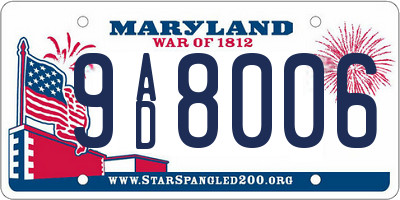 MD license plate 9AD8006