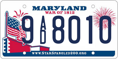 MD license plate 9AD8010