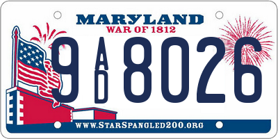 MD license plate 9AD8026