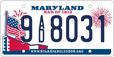 MD license plate 9AD8031