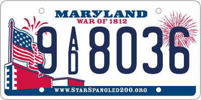 MD license plate 9AD8036