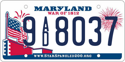MD license plate 9AD8037